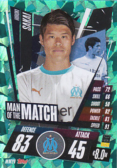 Hiroki Sakai Olympique Marseille 2020/21 Topps Match Attax CL Man of the Match #MM20